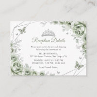 Détails Floraux Vert Sauge Argent pour Quinceanera