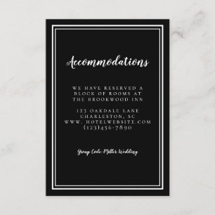 Carte D'accompagnement Détails Hébergements Simple Mariage Noir Blanc