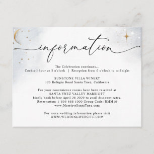 Carte D'accompagnement Détails / Informations sur le Mariage céleste élég