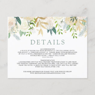 Carte D'accompagnement Détails les épousant blancs du bouquet   de rose