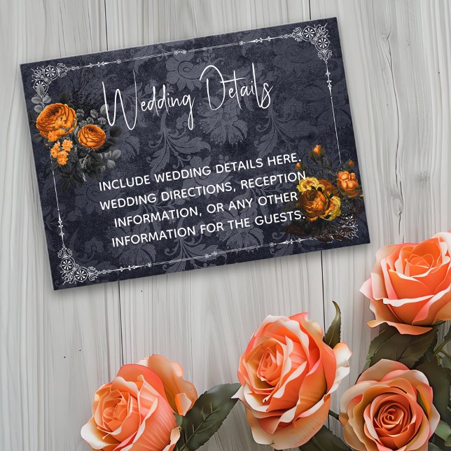 Carte D'accompagnement Détails Mariage d'Halloween Rose orange (Créateur téléchargé)