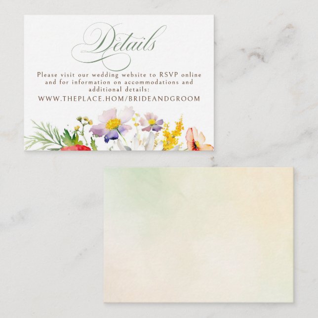 Carte D'accompagnement Détails Mariage fleur sauvage Petit (Devant / Derrière)