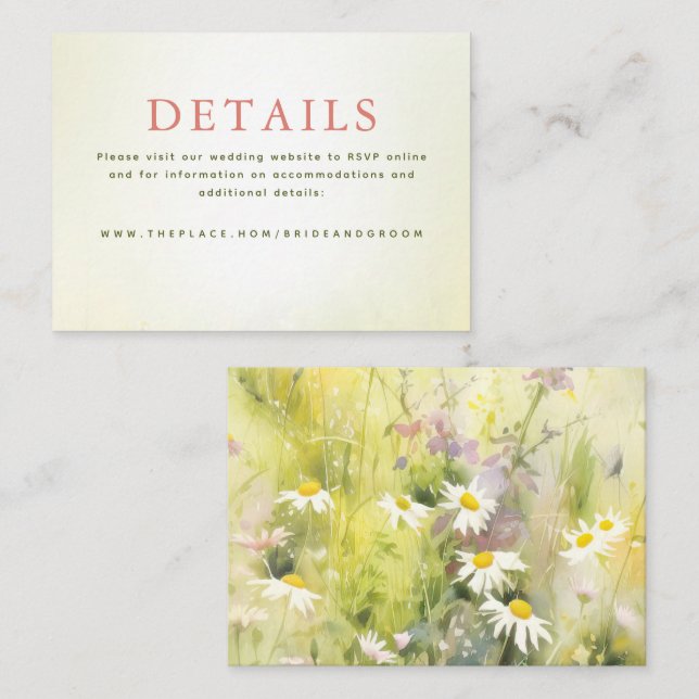 Carte D'accompagnement Détails Mariage fleur sauvage petit (Devant / Derrière)