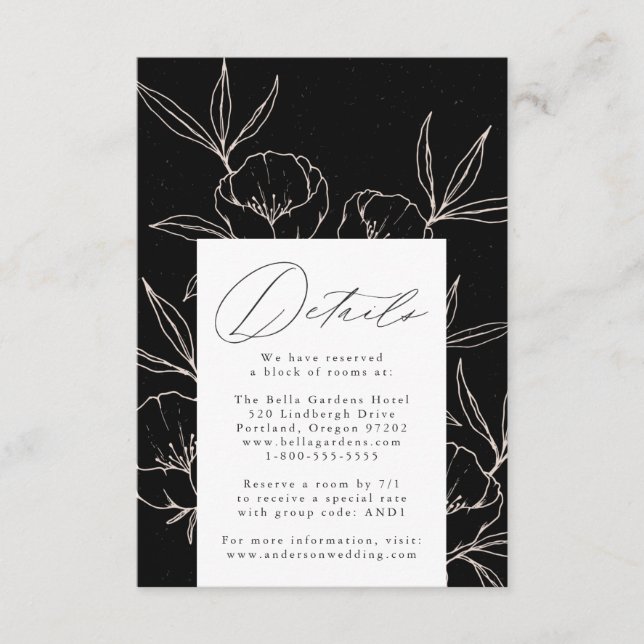 Carte D'accompagnement Détails Mariage floral et botanique moderne (Devant)