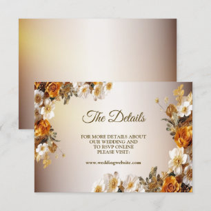 Carte D'accompagnement Détails mariage Golden Orange White Flower Elegant