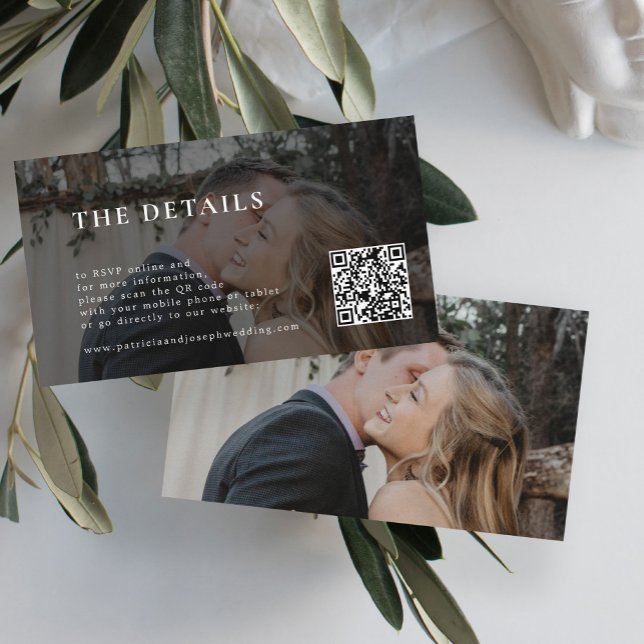 Carte D'accompagnement Détails mariage moderne QR code photo (Créateur téléchargé)
