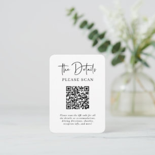 Carte D'accompagnement Détails Mariage moderne simple avec code QR