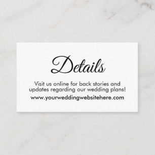 Carte D'accompagnement Détails Mariage noir et blanc simple et élégant