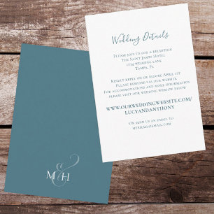 Carte D'accompagnement Détails mariage Simple Minimaliste Bleu Personnali