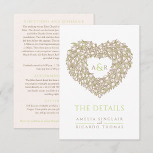 Carte D'accompagnement détails mariage tulip bouquet monogramme vert brun