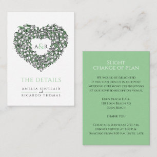 Carte D'accompagnement détails mariage tulipes blanches bouquet monogramm