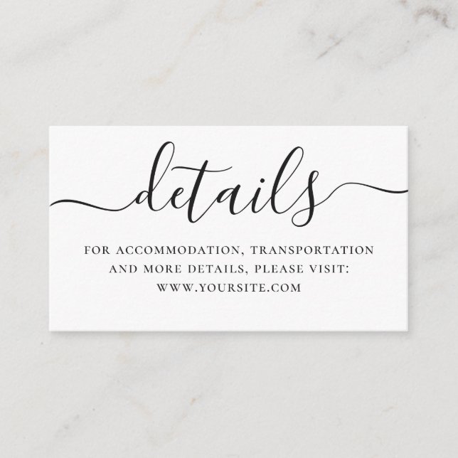 Carte D'accompagnement Détails mariages simples en noir et blanc + Code Q (Devant)