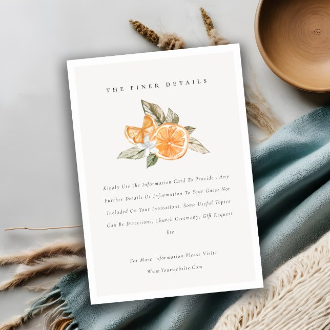 Carte D'accompagnement Détails minimal du Mariage de Boho Orange Botaniqu (Créateur téléchargé)