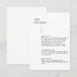 Carte D'accompagnement Détails minimalistes de Mariage moderne