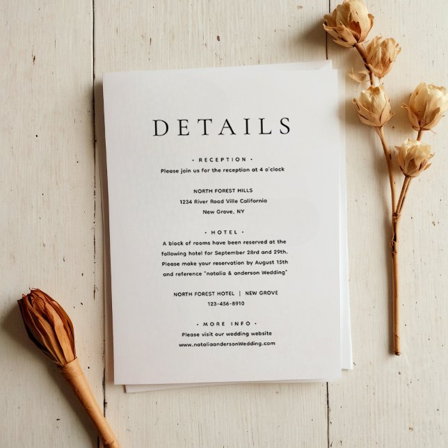 Carte D'accompagnement Détails minimalistes de Mariage moderne (Créateur téléchargé)