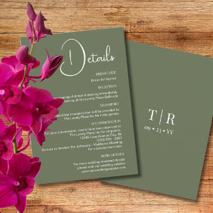 Carte D'accompagnement Détails minimalistes du Mariage Vert Sage