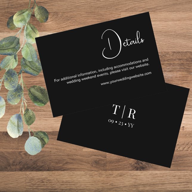 Carte D'accompagnement Détails minimalistes simples sur les Mariages noir (Créateur téléchargé)