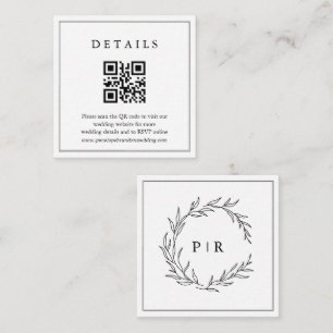 Carte D'accompagnement Détails minimalistes sur le Mariage à feuilles noi