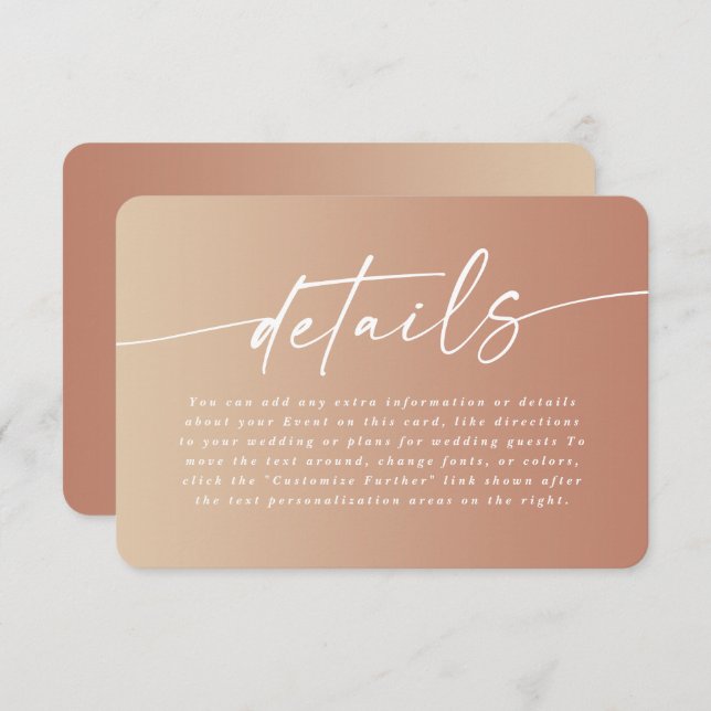 Carte D'accompagnement Détails minimaux du Mariage de façade en argile et (Devant / Derrière)