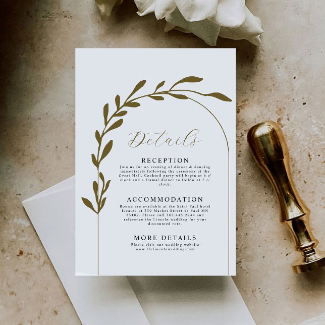 Carte D'accompagnement Détails minimaux du Mariage de l'arc de feuillage (Créateur téléchargé)
