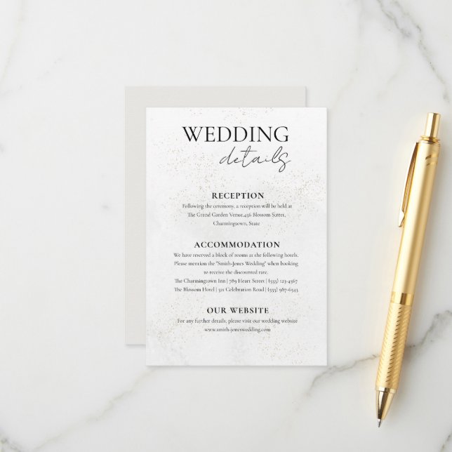 Carte D'accompagnement Détails minimaux du Mariage de texture verte (Devant/Arrière en situation)