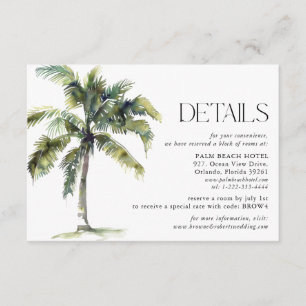 Carte D'accompagnement Détails minimaux du Mariage tropical Palm Tree