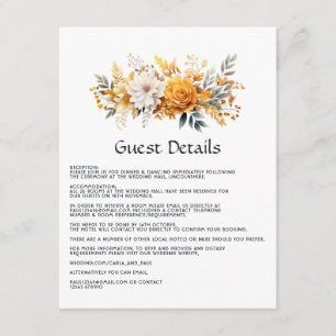 Carte D'accompagnement Détails pour les invités de mariage floral à cadra