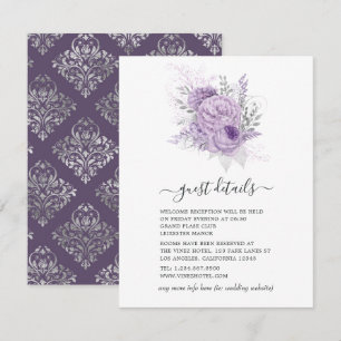 Carte D'accompagnement Détails pour les invités de mariage floral lavande