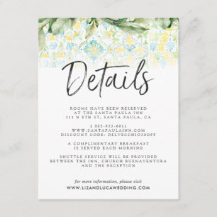 Carte D'accompagnement Détails pour les invités du mariage bohème dans un