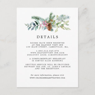 Carte D'accompagnement Détails pour les invités du mariage d'hiver botani