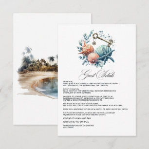 Carte D'accompagnement Détails pour les invités du mariage sur la plage C