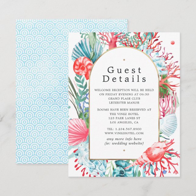 Carte D'accompagnement Détails pour les invités d'un mariage estival sur  (Devant / Derrière)