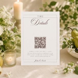 Carte D'accompagnement Détails QR Calligraphie Marron Choco Classique Ivo