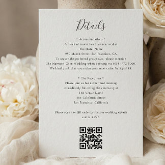 Carte D'accompagnement Details QR Code RSVP Wedding 