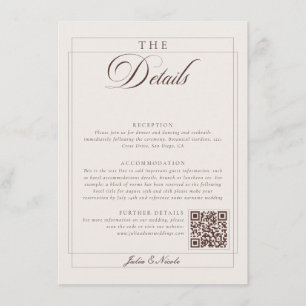 Carte D'accompagnement Détails QR de calligraphie marron choco classique 