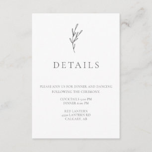 Carte D'accompagnement Détails Réception Élégante minimaliste monochrome