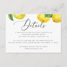 Détails Rustic Lemon Mariage. Logement Citrus