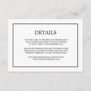Carte D'accompagnement Détails simples du monogramme Boîtier Mariage blan
