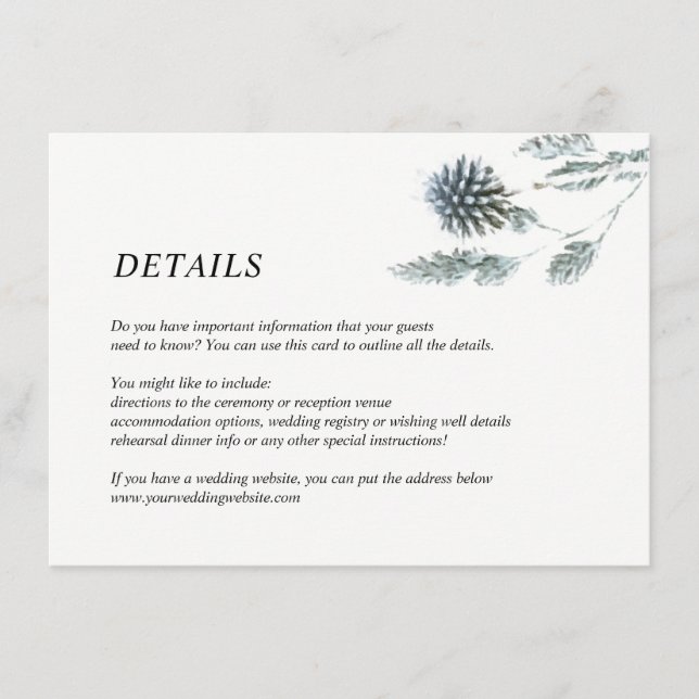 Carte D'accompagnement Détails sur le chardon bleu Mariage floral et l'eu (Devant)