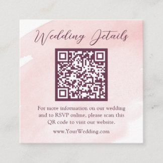 Carte D'accompagnement Détails sur le Mariage d'aquarelle rose vif | Code