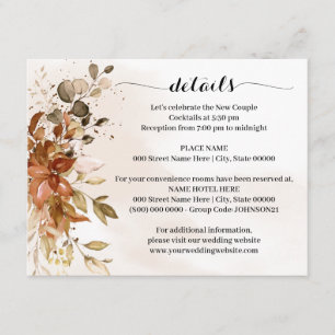 Carte D'accompagnement Détails sur le Mariage de automne d'Eucalyptus d'a