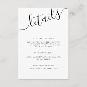 Carte D'accompagnement Détails sur le Mariage de calligraphie moderne noi