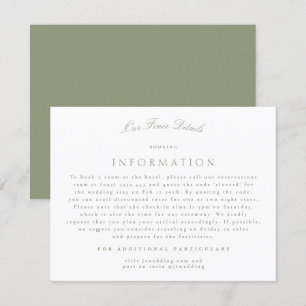 Carte D'accompagnement Détails sur le Mariage de calligraphie verte de la