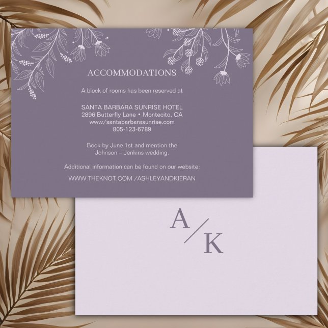 Carte D'accompagnement Détails sur le Mariage de lavande florale élégant (Créateur téléchargé)
