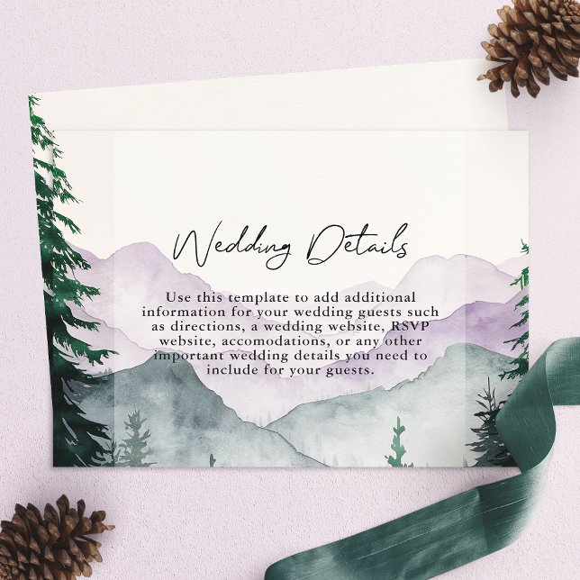 Carte D'accompagnement Détails sur le Mariage de Misty Mountain Forest (Créateur téléchargé)