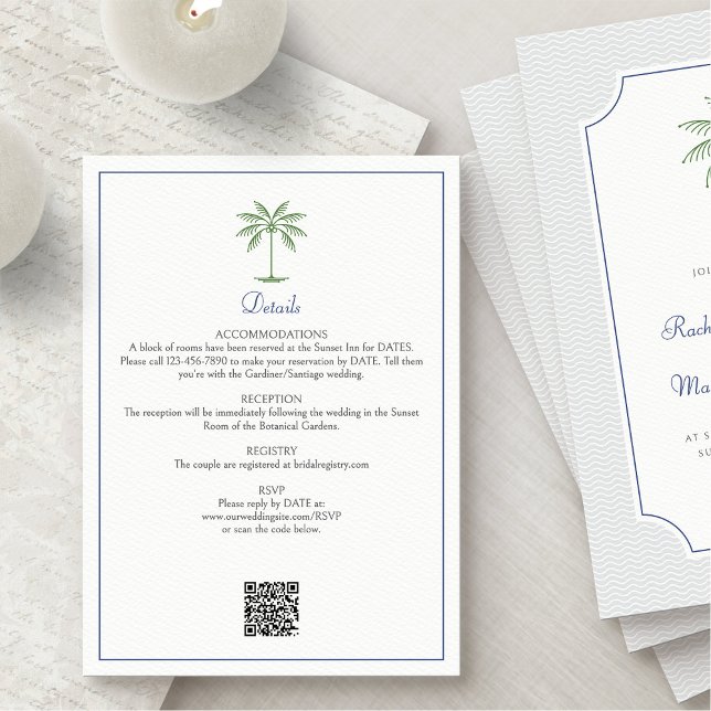 Carte D'accompagnement Détails sur le Mariage de palmiers tropicaux (Créateur téléchargé)