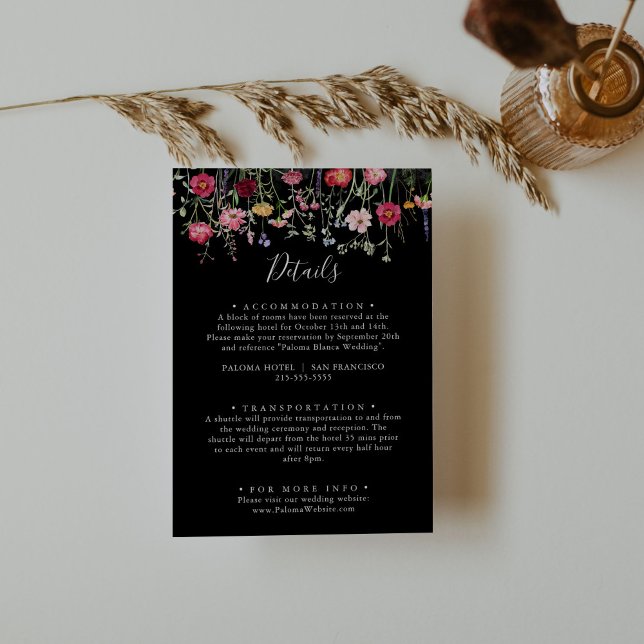 Carte D'accompagnement Détails sur le Mariage du Fleur sauvage multicoule (Créateur téléchargé)