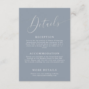 Carte D'accompagnement Détails sur le Mariage Dusty Blue Minimal