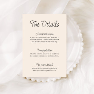 Carte D'accompagnement Détails sur le Mariage manuscrit