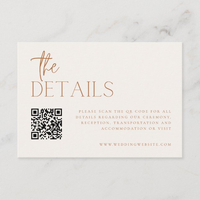 Carte D'accompagnement Détails sur le Mariage minimum Terre Code QR (Devant)